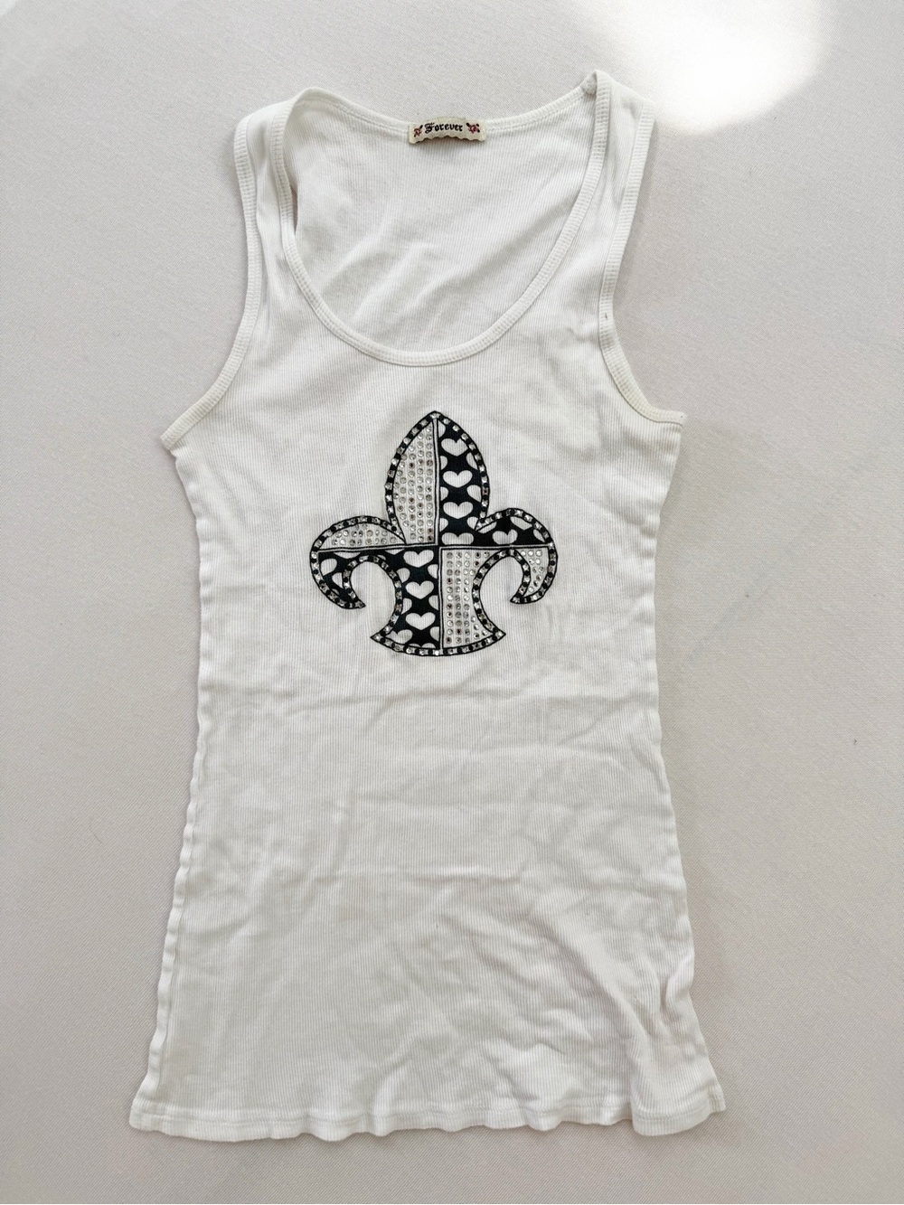 Fleur De Lis Vintage Forever 21 Top — Fitted Ribbed Tank Size Large
